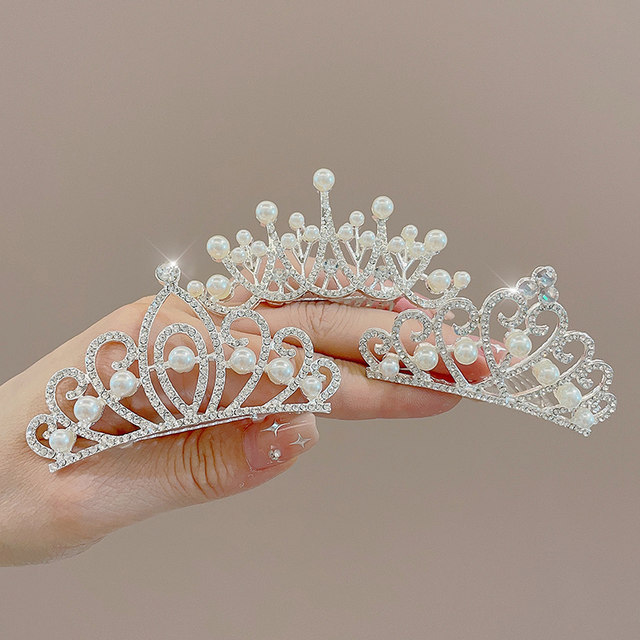 Children's high -end crown head jewelry princess hair clip girl crown combing small girl performance combing high -level sensor card
