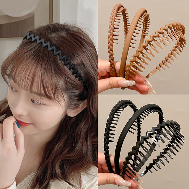 Special black hairband for face washing, anti-slip, toothed hair card for women 2025 new simple headband mask hair tie headdress