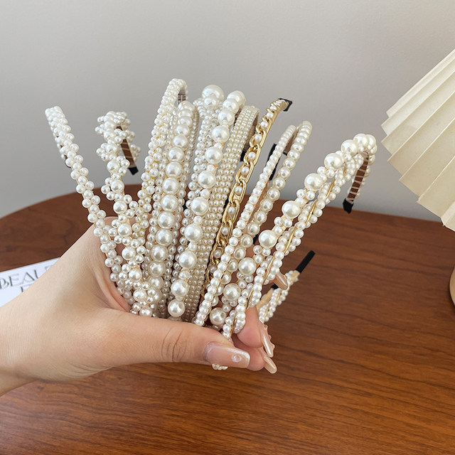 Hairband for women, retro French headband, versatile for going out, pearl hairpin, hair press, face wash headband, hair bundle, simple headwear