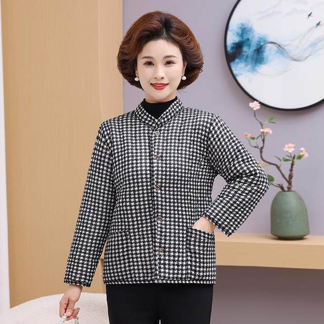 Mother's winter clothing thickened velvet jacket middle-aged and elderly women's clothing floral small cotton-padded coat autumn and winter new grandma's warm cotton-padded jacket