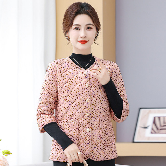 New style mother autumn and winter middle-aged and elderly women's seven-quarter sleeve cotton coat warm thickened cotton jacket plus velvet inner vest jacket