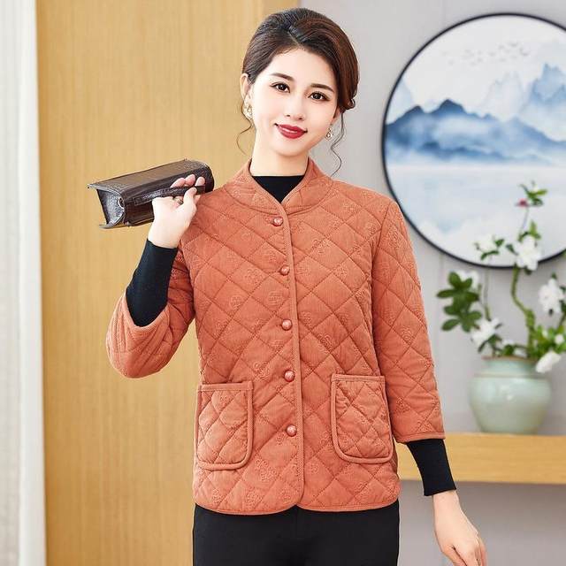 Winter new fashion versatile plus velvet thickened half -sleeved vest lady middle -aged and elderly mother dress warm mid -sleeved cotton jacket
