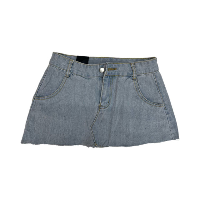 American hot girl denim skirt women ins fashion old blue mid-high waist slimming summer irregular miniskirt
