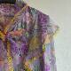 100 silk crepe printed shirt for women in spring new French retro palace style bow tie top
