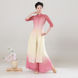 National style classical dance suit woman flowing tight gradual elastic long cheongsam training uniform Chinese dance performance suit