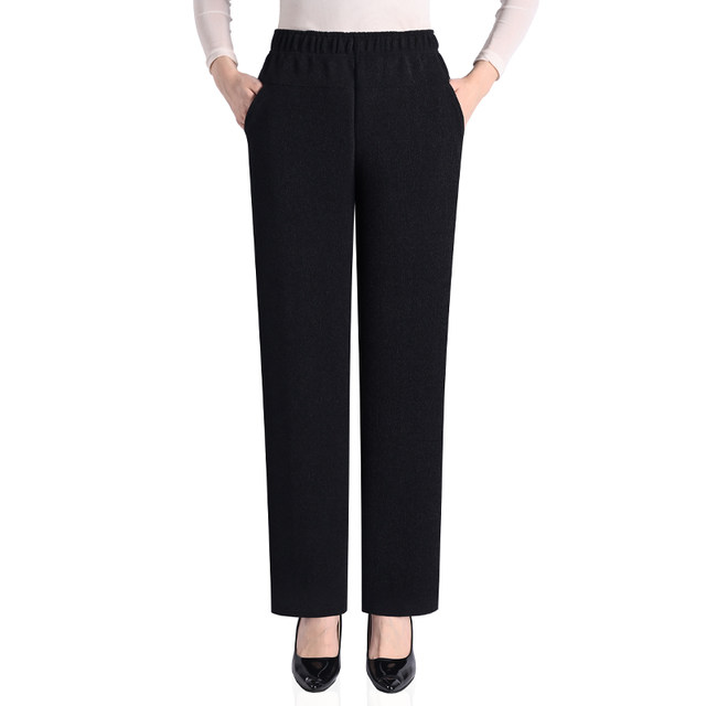 Autumn and winter extra-large size middle-aged and elderly women's pants plus fat plus large fat mother size pants Chenille thick loose casual trousers