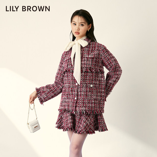 LILY BROWN autumn and winter style sweet high waist small fragrance style tweed short skirt LWFS234233