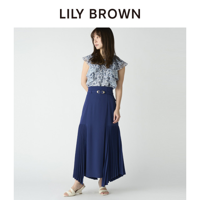 Lily brown spring and summer high -waisted pleated pleated pleated long half body skirt LWFS242044
