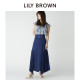 Lily brown spring and summer high -waisted pleated pleated pleated long half body skirt LWFS242044
