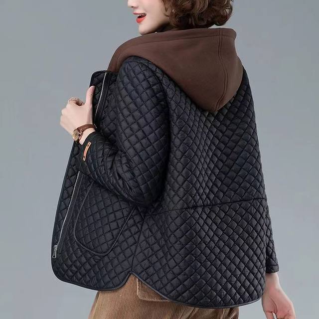 Middle-aged and elderly women's thin cotton jacket short cotton jacket 2024 new cotton jacket mother's autumn and winter cotton jacket women