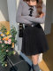 Black Large Size Retro Pleated Skirt Women's Large Size High Waist Mid Skirt 2024 Summer New Korean Style College Style Skirt