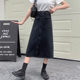 2022 summer large size medium-length single-breasted denim skirt fat mm Korean version a-line hip-pack skirt 200Jin [Jin equals 0.5 kg]