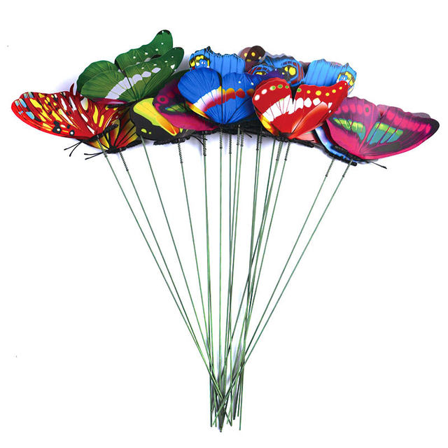 Simulation Plastic Butterfly Dragonfly Insert Pot Flower Potted Gardening Home Decoration Beautiful Green Plant Decoration Crafts
