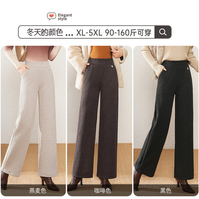 Yu Zhaolin's mother's winter straight-leg plush velvet thickened pants 2025 new fashionable middle-aged and elderly loose casual pants