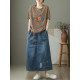 Dele original innovative literary design narrow version denim skirt for women's retro lace-up slim mid-length A-line skirt