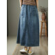 Dele original innovative literary design narrow version denim skirt for women's retro lace-up slim mid-length A-line skirt