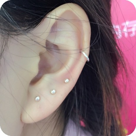 999 silver ear studs and ear sticks for women, pure silver anti-blocking ear needles and ear sticks, sterling silver ear piercing for sleeping, no need to remove ear bone stud earrings