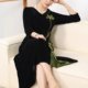 New autumn retro Chinese velvet dress fashionable middle-aged mother's temperament noble embroidered mid-length skirt