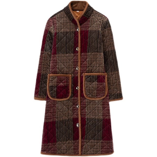 Middle-aged and elderly women's mother's velvet thickened cotton coat winter new mid-length knee-length cotton coat warm cotton jacket