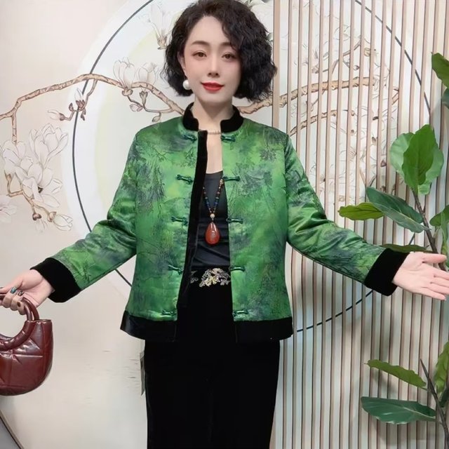 Chinese style national style retro plate buckle plus cotton thickened stand collar Tang suit cotton coat jacket winter new warm cotton jacket top