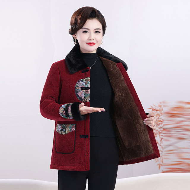 
Grandma's winter coat, velvet Tang suit, thickened cotton coat, old lady's coat, middle-aged and elderly mother's warm cotton jacket for women
