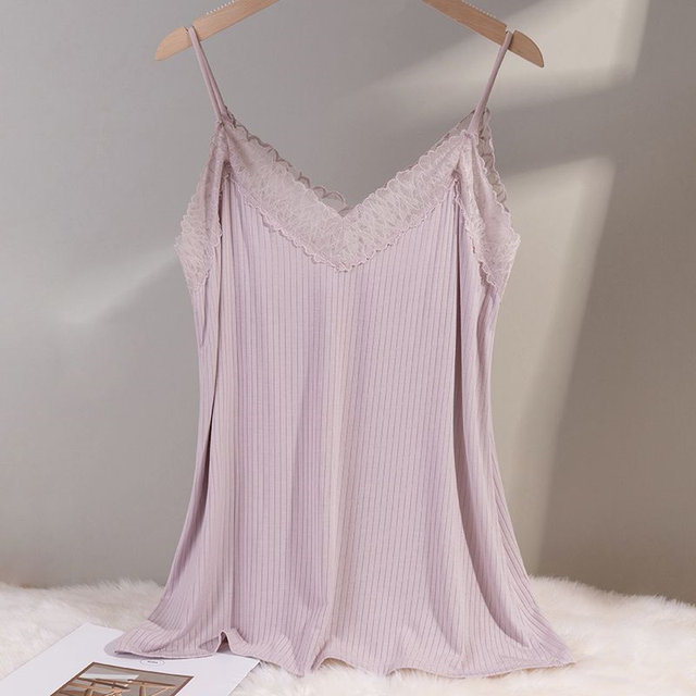 Fat sister loose slim lace splicing thin V-neck backless 300Jin [Jin equals 0.5 kg] extra-large size suspender vest for women