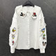 2025 spring new cartoon design doll collar long sleeve white shirt for women loose casual and versatile age-reducing shirt