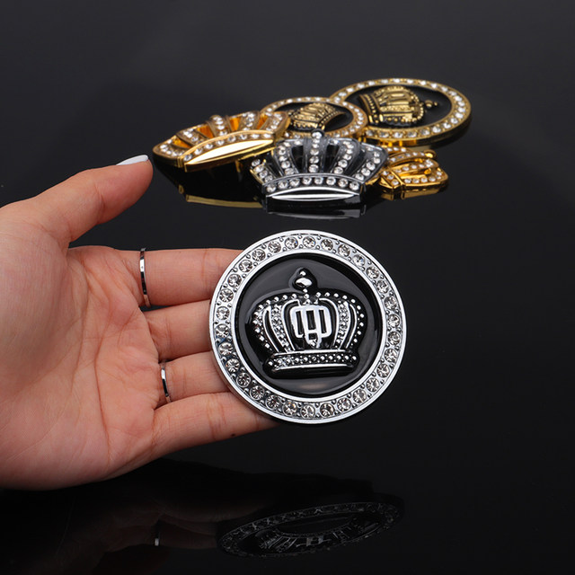 Diamond-inlaid crown metal car sticker car 3D three-dimensional ...