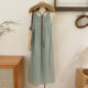 French holiday style neck halter sleeveless vest dress for women's summer niche loose slim pleated beach skirt