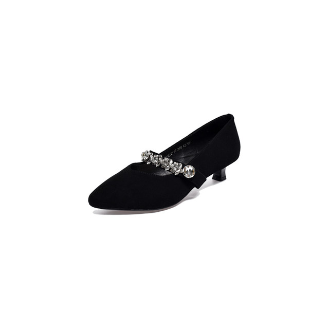 Wide fat feet large size women's shoes 41 to 43 small feet 2025 spring preferred cashmere slim heel shoes 242-57