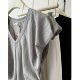 Irregular gray V-neck small flying sleeves T-shirt for women in summer 2024 new design slim shoulder sleeveless top
