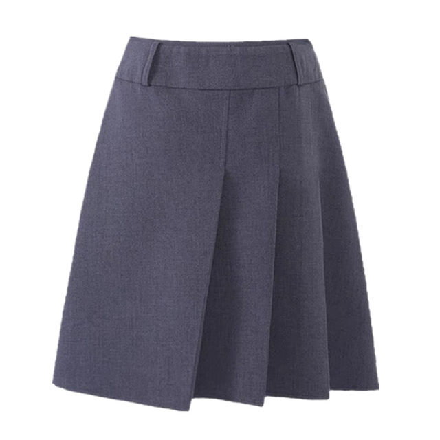 Large size high-waisted gray skirt for women in spring and summer design pleated skirt mid-skirt college style retro slim A-line skirt
