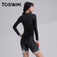 TOSWIM One-piece Flat Swimsuit Women's Swimsuit Vacation Swimsuit Long Sleeve Sun Protection Vacation Diving Conservative Swimsuit