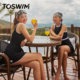 TOSWIM swimsuit women's one-piece dress hot spring swimsuit sleeveless slim sun protection conservative seaside vacation swimsuit