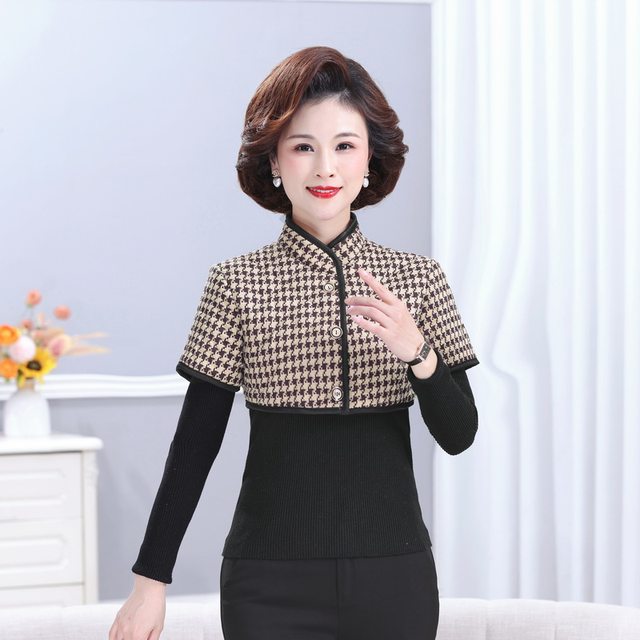 Mom adds velvet thickened shoulder guards in autumn and winter, mid-sleeved warm small vest for middle-aged and elderly women sleeping with cervical vertebrae and shoulders
