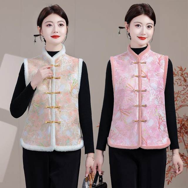 
Winter plus velvet and thickened foreign-style mother's large size warm Tang suit vest warm vest new Chinese style national style vest