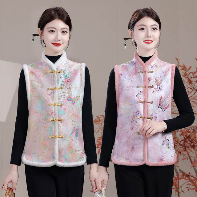 
Winter plus velvet and thickened foreign-style mother's large size warm Tang suit vest warm vest new Chinese style national style vest