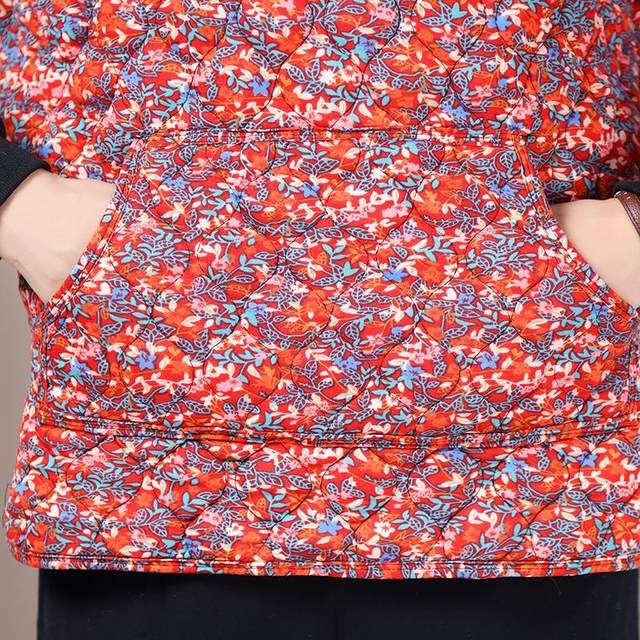 Mom's thickened cotton-padded jacket for middle-aged and elderly women's large size grandma's cotton-padded jacket autumn and winter warm elastic small jacket for the elderly