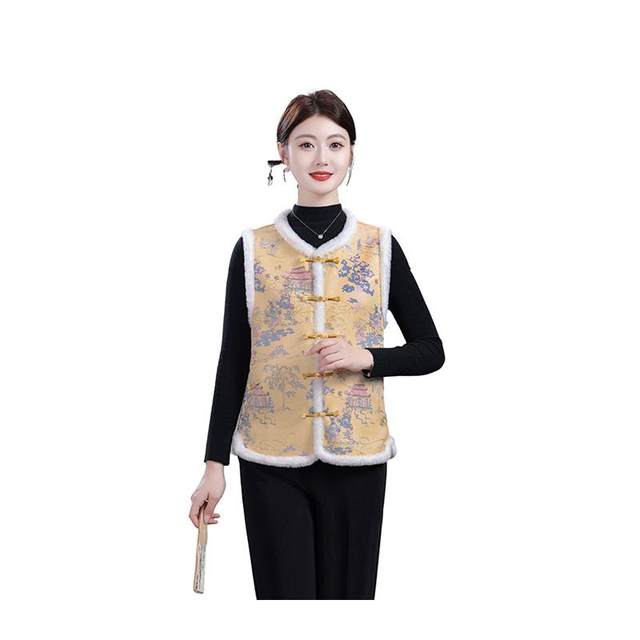 
Winter plus velvet and thickened foreign-style mother's large size warm Tang suit vest warm vest new Chinese style national style vest