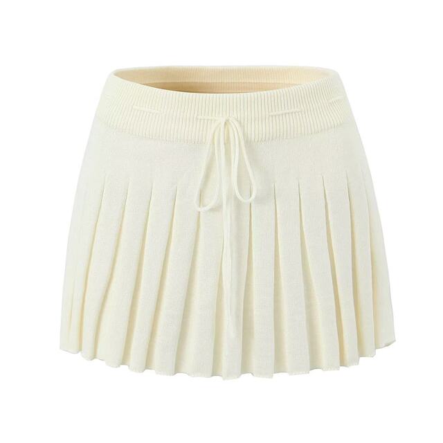 French ins sexy versatile women's high waist strap stretch solid color sweater skirt pleated skirt short skirt