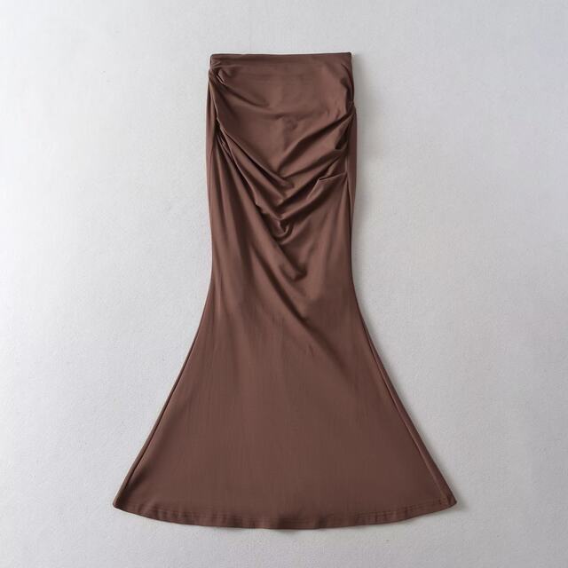 Sweet hot girls women's skirt with high waist pleated solid color fishtail skirt with hips sexy women's long skirt