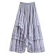 Gray black ears with lace spliced ​​mesh cake skirt for women 2025 spring and summer design puffy princess long skirt