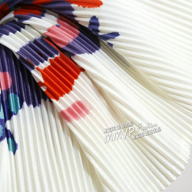 Dopamine color oil painting graffiti pleated skirt for women in spring and summer 2025 new printed skirt pleated skirt