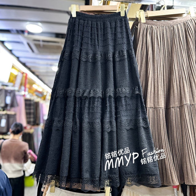 Spring beautiful long white lace tulle skirt cake skirt women's 2025 new skirt skirt long skirt
