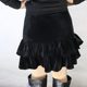 Temperament simple golden velvet skirt for women in spring and summer versatile ruffle hem high waist temperament hip-cover short skirt a-shaped
