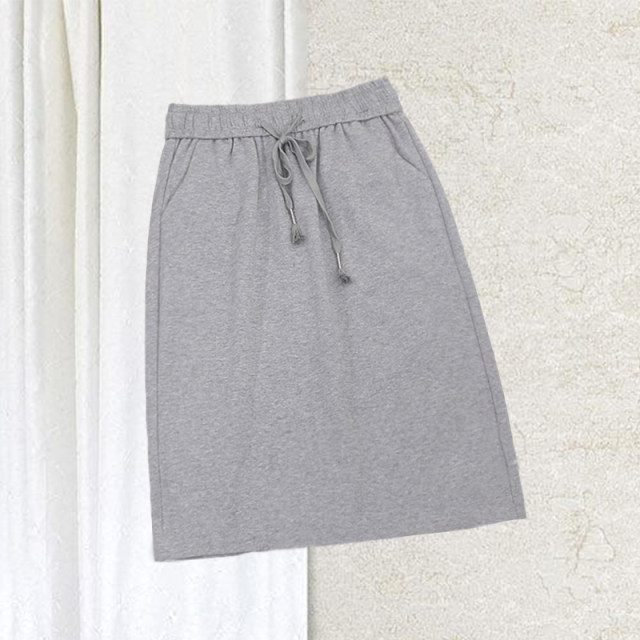Spring and summer new fashion leisure sports ins, thin middle skirt sweater, cotton loose waist, pocket pocket half -bodies, hips