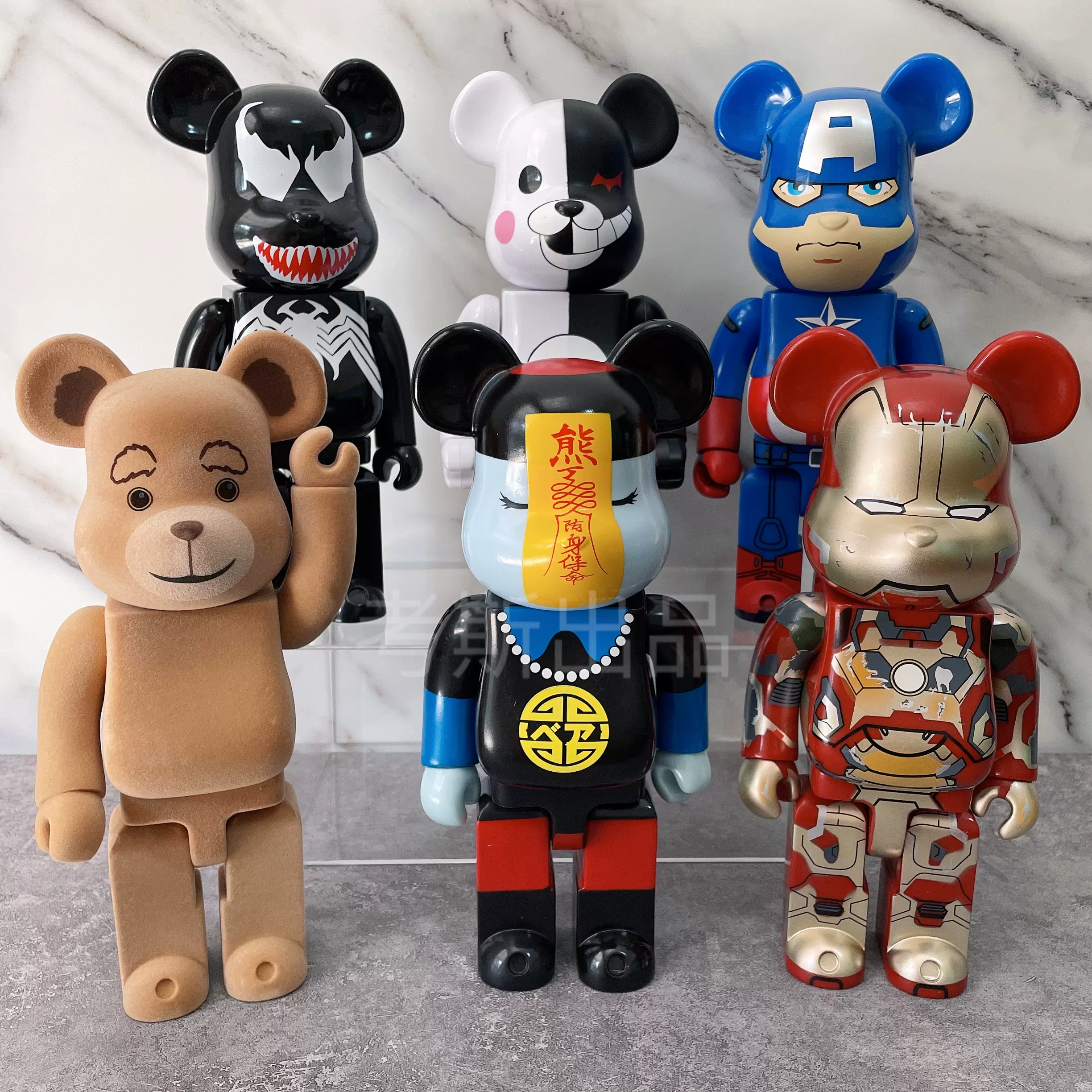 Bearbrick小僵尸暴力熊摆件钢铁侠毒液泰迪美国队长积木熊公仔 Bearbrick小僵尸暴力熊摆件钢铁侠毒液泰迪美国队长积木熊公仔