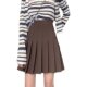 Autumn and winter brown pleated skirt for women large size high waist hip cover short skirt fat mm slim A-line skirt gray anti-exposure skirt