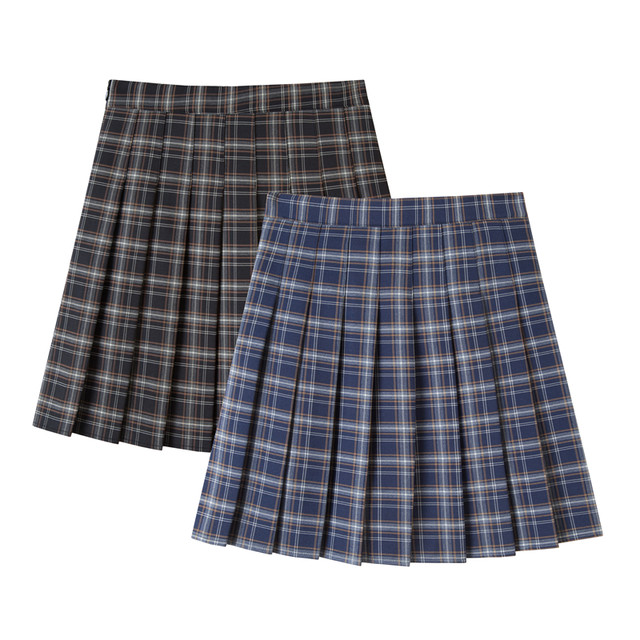 Large size pleated skirt for women a-line skirt summer fat mm high waist retro plaid pleated skirt spring and autumn jk skirt