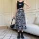 Large size irregular tie dyeing skirt female summer design sense niche font hip skirt ink print cover long skirt